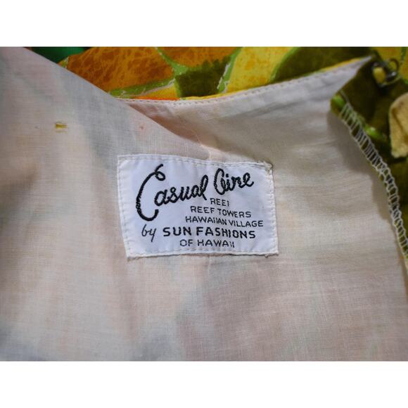 Vintage 60s Casual Aire Sun Fashions Hawaiian Atomic Neon Citrus MOD Shift Dress - Picture 9 of 10